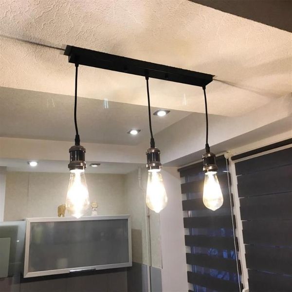 Plafoniere con attacco E27 Lampada a Led vintage Oro Argento Alloggiamento nero Lampadario Illuminazione a sospensione Decorazioni per la casa297W