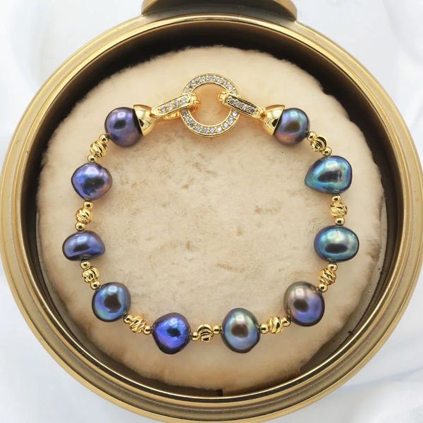 Barocco con perlineSolo braccialetti di perle d'acqua dolce naturali di alta qualità CHIUSURA TONDO gioielli di perle irregolari di colore misto personalizzabili HD 231208