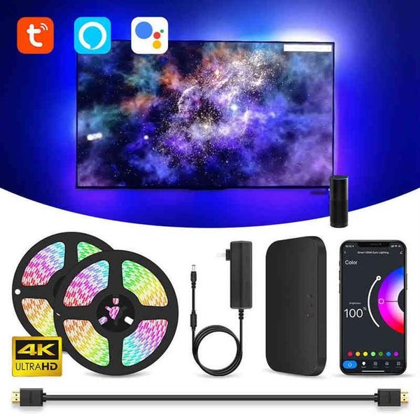 Ambiente tv pc backlight luzes de tira led para dispositivos hdmi usb rgb fita tela sincronização cor led kit luz para alexa google tvs caixa w241d