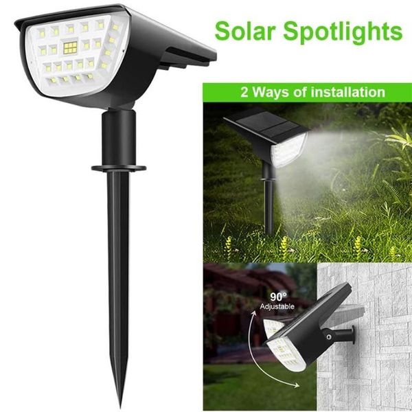 Rasenlampen 32 LED Solar Garten Licht Wasserdichte Spike Glühbirne Außenbeleuchtung für Dekor Landschaft Strahler Lamp288R