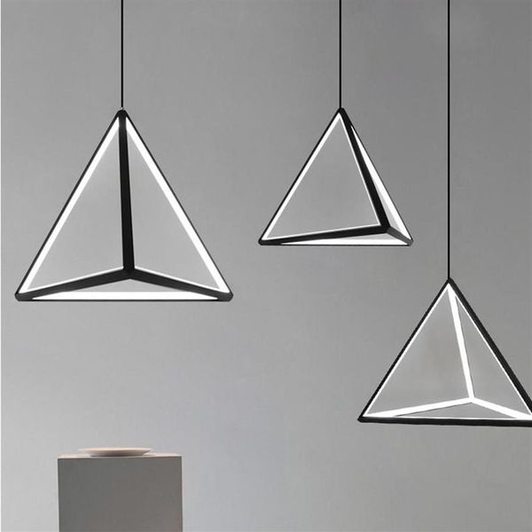 Moderno led pingente luminária nordic preto triângulo pendurado lâmpada cozinha sala de estar jantar quarto casa decor2768