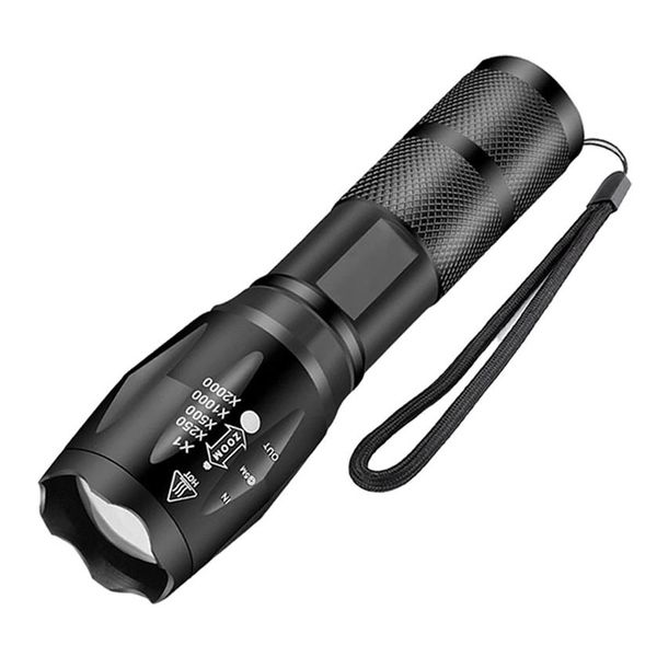 Hochleistungs-LED-Taschenlampen, Camping-Taschenlampen, 5 Beleuchtungsmodi, Zoombares Licht aus Aluminiumlegierung, wasserdichtes Material, Verwendung von 3 AAA-Batterien 218S