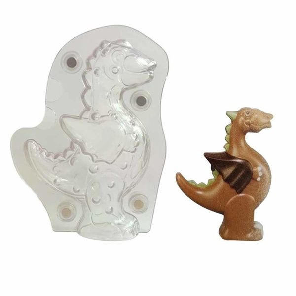 Stampi per cioccolato in policarbonato a forma di dinosauro 3D senza magnete Stampo per cioccolato PC per cottura di caramelle Strumento per decorare torte Y20308F