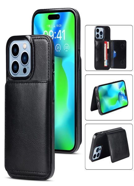 Para iphone 14 pro max casos carteira de couro do plutônio titular do cartão flip suporte capas de telefone de negócios para iphone13 12 11 xr xs x 8 7 plus 6s7291767