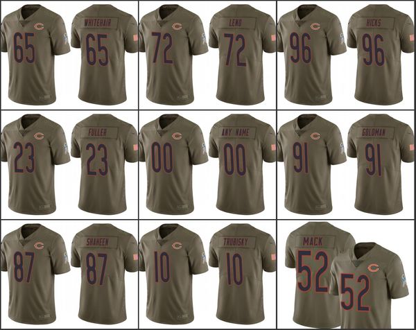 Chicago''Bears''Men 52 Khalil Mack 10 Mitchell Trubisky 23 Kyle Fuller Custom Women Youth Salute to Service Limited Jersey