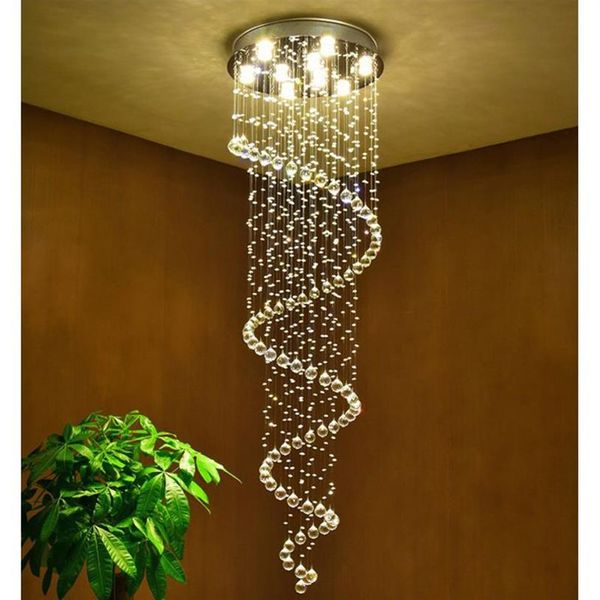 Lustres de cristal pingente lâmpadas luminárias espiral interior pendurado lâmpada decoração luz teto para el hall escadas297e