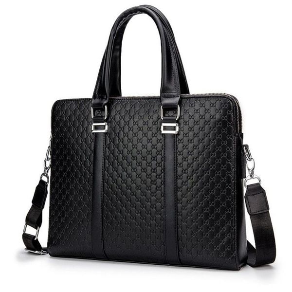 Handbag de couro masculino 14 bolsas de estilo antigo laptop de negócios preto portfólio de bolsas para propostas