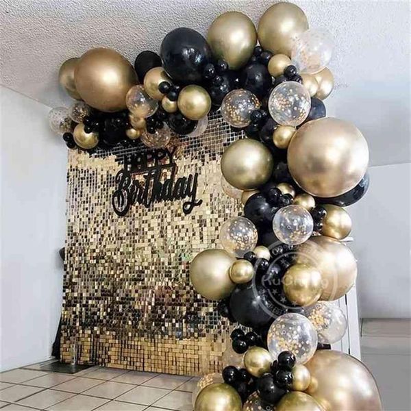 121 pçs balão arco guirlanda kit cromo ouro látex preto balões casamento bebê mostrar aniversário globos decorações 210719288t