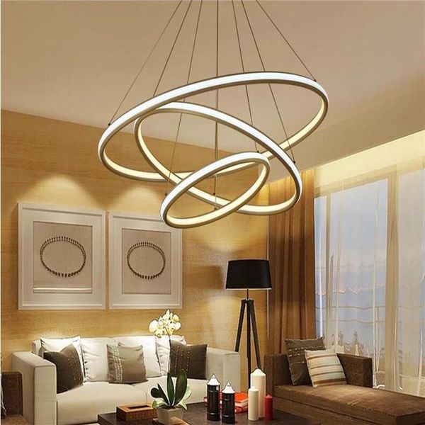 Lampada a sospensione moderna circolare a LED Lampadario a doppio bagliore Illuminazione Droplight a sospensione in alluminio per sala da pranzo Luci per interni274E