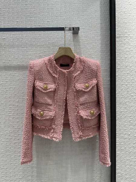 Milan runway jaquetas 2024 nova primavera o pescoço manga longa marca mesmo estilo casacos feminino designer topos 1210-3