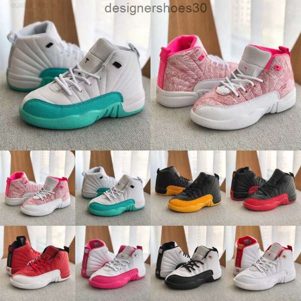 Kinder-Basketballschuhe Jumpman 12 12s XII Taxi Dark Grey Vivid Pink French Blue Gym Red The Master Flu Game Bordeaux Kleinkind Kinder Jungen Mädchen Turnschuhe Größe 22 CRC7