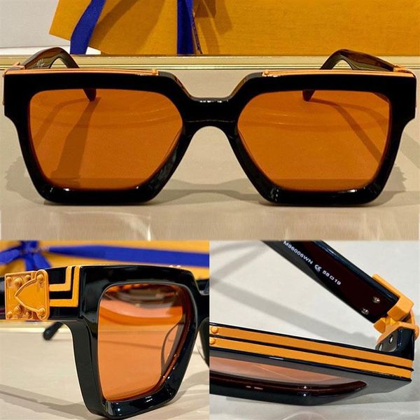 Óculos de sol milionários M96006WN homens ou mulheres milhões de óculos flor antiga em relevo lentes laranja moda clássico quadro preto mirro2539