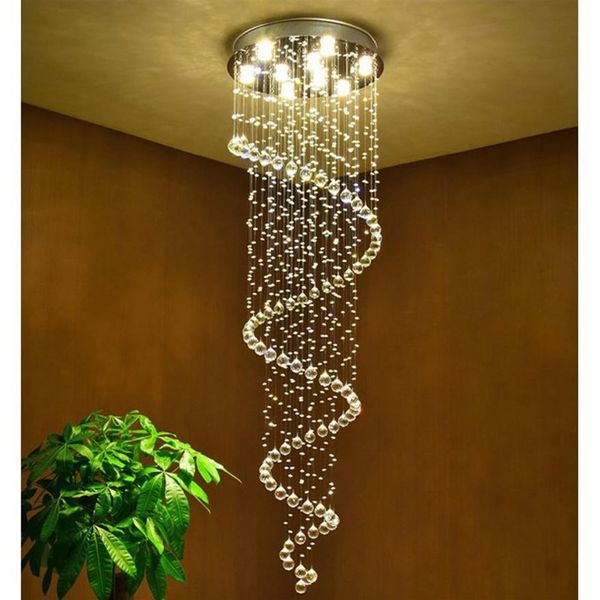 Lustres de cristal pingente lâmpadas luminárias espiral interior pendurado lâmpada decoração luz teto para el hall escadas245f