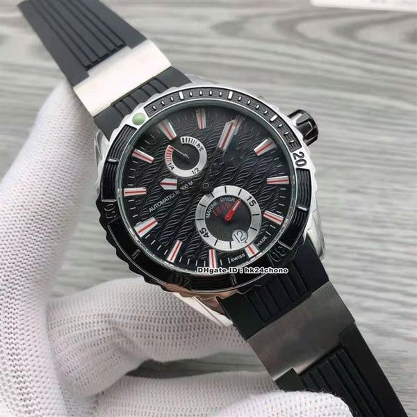 Часы высокого качества Maxi Marine Diver 263-10-3R-92 из нержавеющей стали Autoamtic Мужские часы с черным циферблатом и резиновым ремешком Мужские спортивные часы Wris253g
