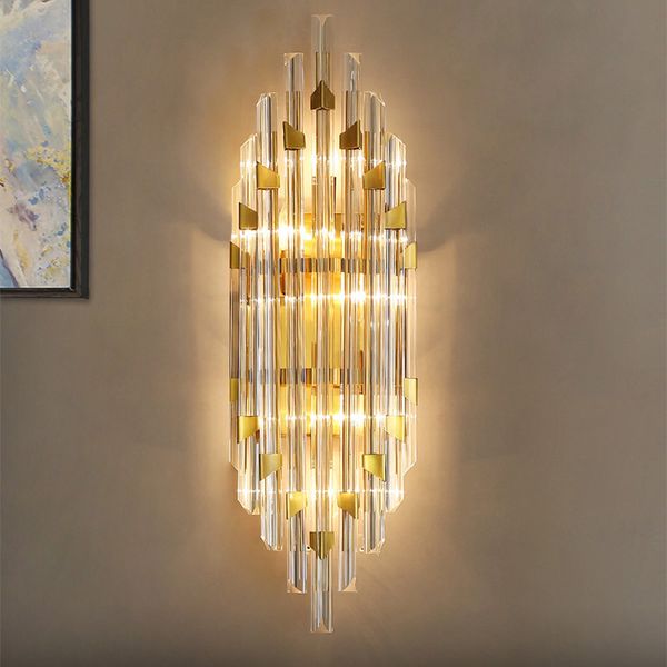 Lampada da parete a LED in cristallo K9 Lampada da parete moderna di lusso applique in oro Illuminazione per interni Arredamento della camera Soggiorno Camera da letto Comodino