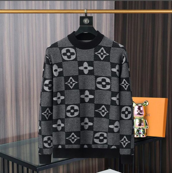 Дизайнерская роскошная куртка, мужской свитер, осень-зима, жаккардовый вязаный свитер с 3D-принтом и буквами, приталенный пуловер с капюшоном, вязаный персонализированный свитер L1212