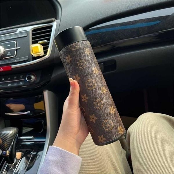 Toque LED Temperatura Display Thermos Cup Designers Impresso Unisex 304 Aço Inoxidável Copo Portátil Viagem Esportes Correndo Vácuo C249b