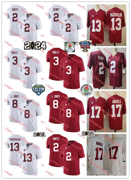 Julio Jones Tua Tagovailoa 2024 Rose Bowl Alabama Crimson Tide Fußballtrikot Derrick Henry Jaylen Waddle Calvin Ridley Jalen Hurts Alabama Trikots