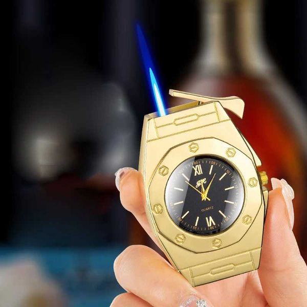 Orologio in metallo personalizzato Accendino Strumento regalo Antivento Turbo Sigaretta Butano No Gas Accessori per fumatori
