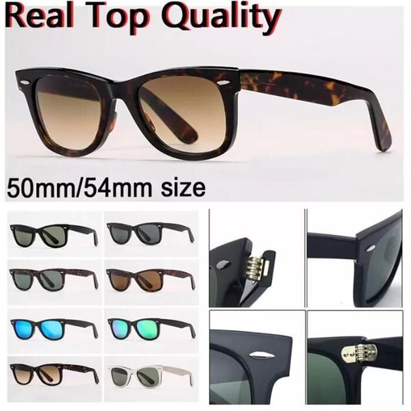 Óculos de sol viajante 50mm lente de vidro real prancha quadro óculos de sol para homens mulheres flash espelho 54mm óculos de sol grandes sol gafas u222l