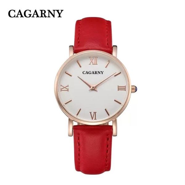 CAGARNY Donna Designer Moda Casual Orologi Orologio da donna Cinturino in pelle Oro relojes de marca mujer350U