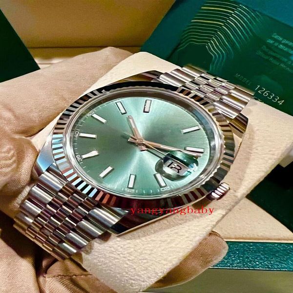 2023 completamente novo relógio 41mm novo lançamento verde menta jubileu canelado conjunto completo automático mecânico vidro safira relógios masculinos wate276j