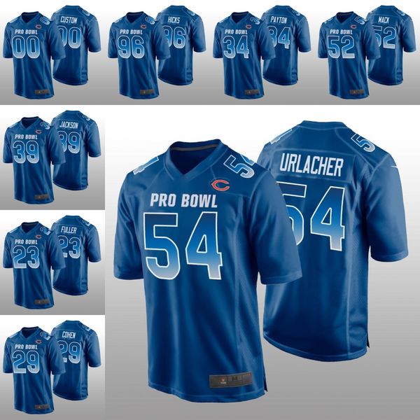 Chicago''Bears''Men 52 Khalil Mack 34 Walter Payton 54 Brian Urlacher Personalizzato Donne Gioventù NFC Gioco Royal Jersey Pro''Bowl