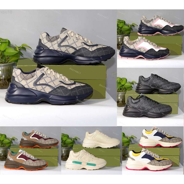 Лучшие дизайнерские кроссовки Rhyton Shoes Do-Old Dad Vintage Кроссовки Бежевые женские мужские повседневные туфли Chaussures Shoe Модные кроссовки с коробкой