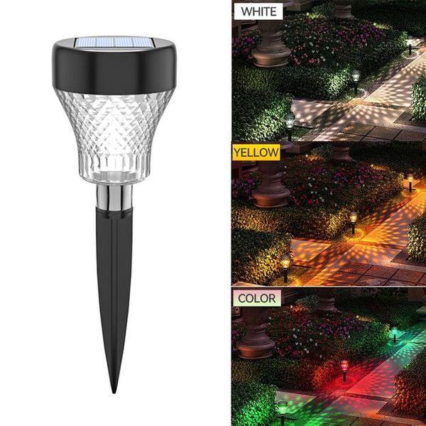 Solar-LED-Gartenleuchten im Freien, wasserdicht, RGB, weiß, gelb, Beleuchtung, Solarweg, Rasenlicht, Weihnachtsgarten, dekorative Landschaft, S244E