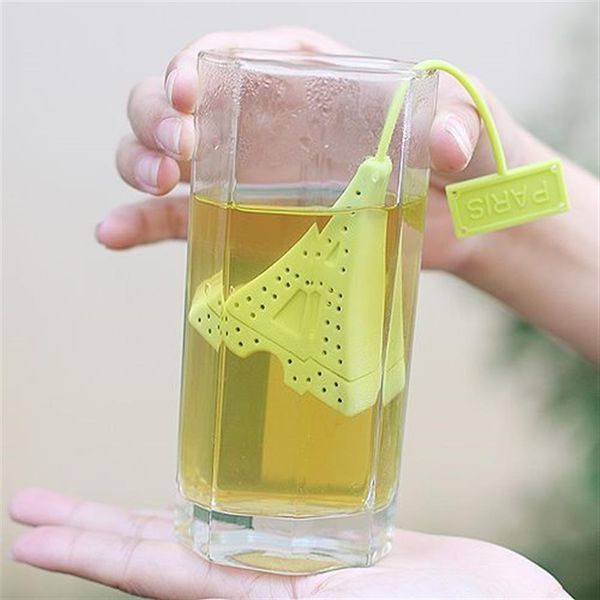 Coador de chá solto de silicone da Torre Eiffel, infusor de especiarias de ervas, filtro de folhas de chá, colher difusor verde laranja pink229u