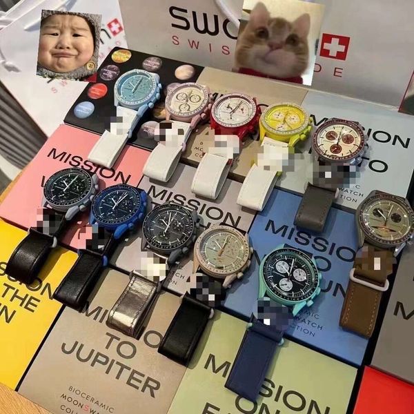 Omg Top Quality Moonswatch Relógios de designer clássicos de luxo para homens e mulheres Planet Co Omi marca Couple Watch Sports Starry Sky Alloy Edition Watch Trend