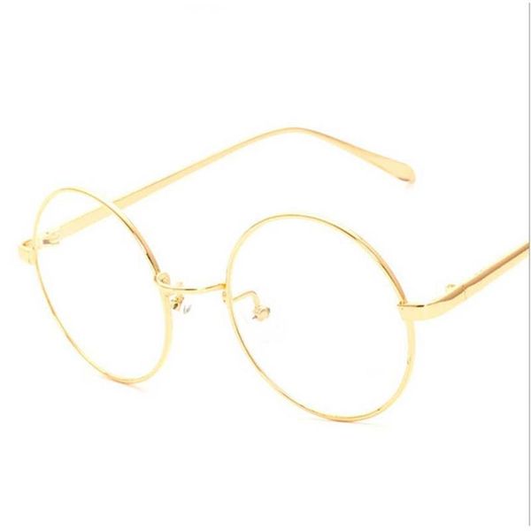Ganz NEUE koreanische Retro-Vollrand-Brillenfassung aus Gold, Nerd, dünne Vintage-Brille im Preppy-Stil aus Metall, runder Computer, Unisex, blac251o