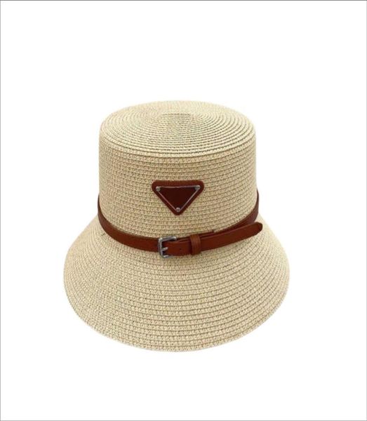 Moda feminina palha designers chapéus aba larga boné balde chapéu gorro famosa marca inteira fivela de cinto papyrus balde bonés ni9647097