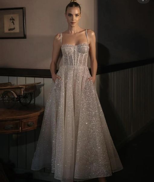 Glitter denizkızı gelinlik ile çıkarılabilir tren ile Straplez Dubai Kadın Modern Gelin Gowns 2023 Vestido de Novia