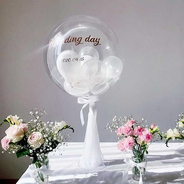 Suporte de balão led 35cm bobo balão vara decoração de mesa de casamento ou festa de aniversário infantil brilho suprimentos fio de organza crianças favor273r