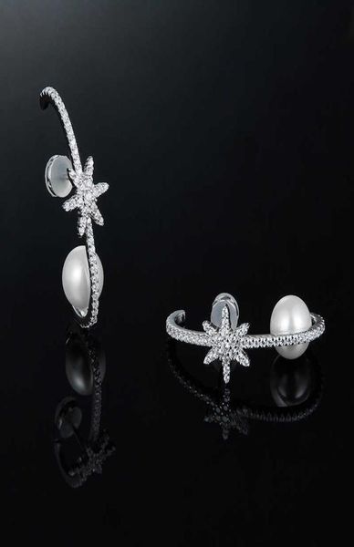 Hefang Schmuck Original Schneebündel Perlenohrringe weibliche leichte Luxus Minderheit Meteor Ohrringe 925 Sterling Silber5661795