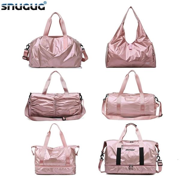 Stuff Sacks Leuchtende rosa Damen-Sporttaschen für Fitness, nasse und trockene Sporttasche mit Schuhfach, Yogamatte, Training, Bolsa Sac De Sport 231208