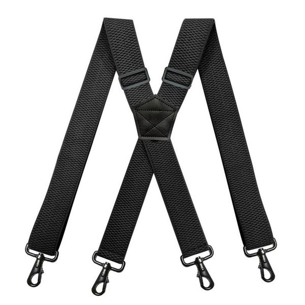 Suspensórios de trabalho pesados masculinos 38cm de largura em forma de x com 4 ganchos giratórios ajustáveis elásticos para motociclista calças de snowboard braces210c