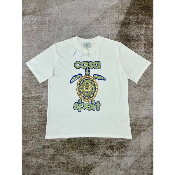 Casablanca Turtle Crack Casa Sport Футболки Свободные повседневные белые мужские и женские дизайнерские футболки Футболка с короткими рукавами Хлопковые топы Casablanc Поло