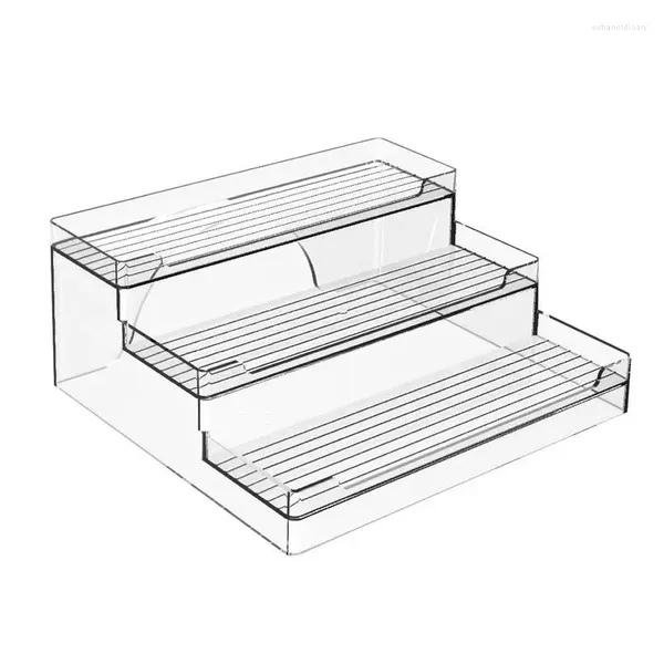 Küchenaufbewahrung, Acrylständer für die Präsentation, transparenter Ständer, 3-stufiges Gewürzregal, mehrschichtiges Design, ideal für Einkaufs- und Supermarktausstellungen