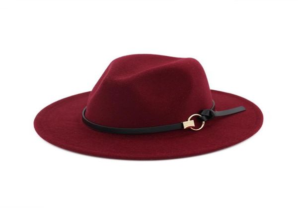 Moda Wool Felt Jazz Cap Hat Wide Brim Panamá Fedora Hats Homens Mulheres Unissex Trilby Fascinator Church Formal Top Hat5054513