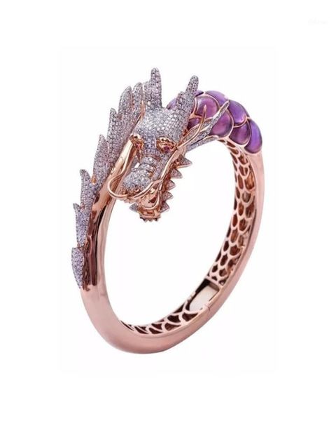 Estilo exclusivo feminino dragão animal anel rosa anel de noivado vintage casamento banda para mulheres festa jóias gift18018335