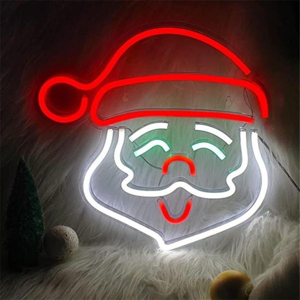 Stringhe USB Neon Babbo Natale Stringa di luci LED Lampada per insegne Festival Luci notturne per feste Decorazione dell'anno di Natale270R