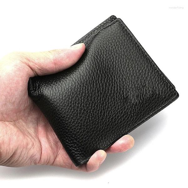 Carteiras masculinas carteira de alta qualidade couro genuíno banco caso id titulares masculino moeda bolsa bolsos