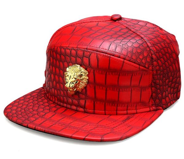 Mode Hip Hop Caps Ball Hüte Einstellbare Snapback Basketball Team Cap Männer Frauen PU Leder Hiphop Cap Alligator Grain Straße danc2402522