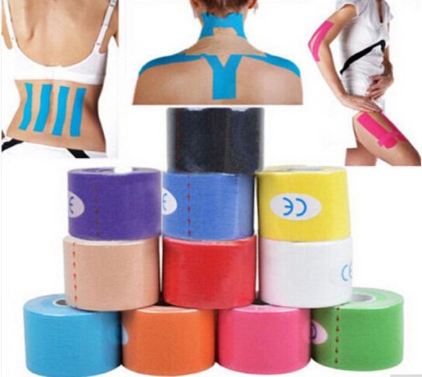 Chegam novas 5 cm x 5 m NOVO Kinesiologia Kinesio Rolo de Algodão Elástico Adesivo Muscular Esportes Fita Bandagem Physio Strain Lesão Support5685835