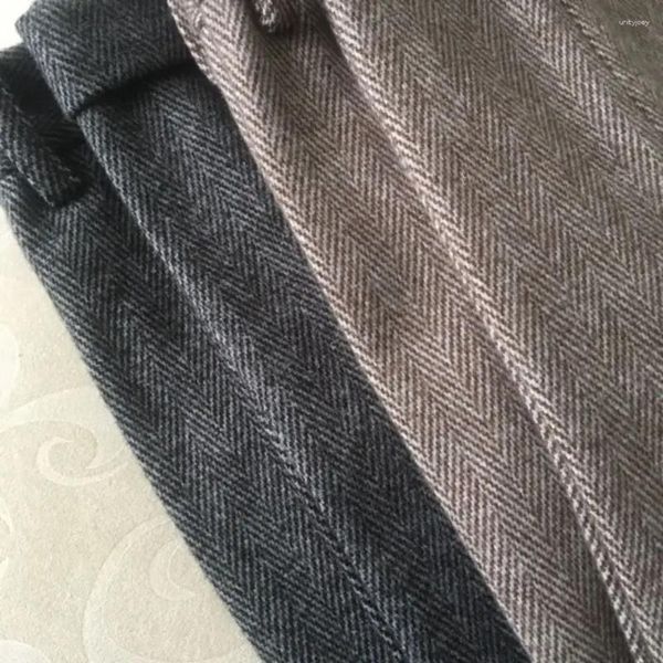 Ternos masculinos 2023 outono inverno calças compridas lã tweed clássico escritório em linha reta masculino retro espinha de peixe terno de negócios y356