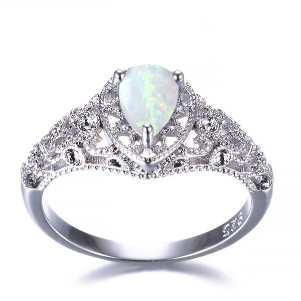 5 Stück Luckyshine S925 Sterling Silber Damen Opal Ringe Blau Weiß Natürlicher Mystischer Regenbogentopas Hochzeit Verlobungsringe #7-10236Z