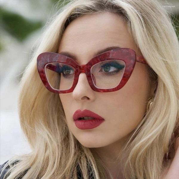 Occhiali da sole 2023 Moda Vintage Anti Blue Light Cat Eye Glasse Donna Retro Stampa floreale Occhiali da vista Telaio Ladies Trendy Occhiali per computer