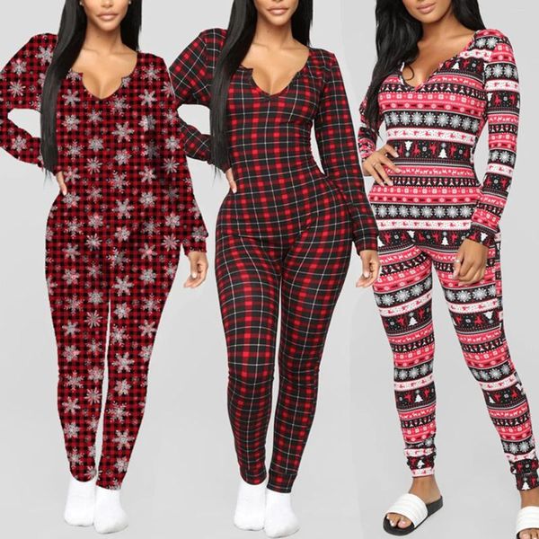 Conjunto de pijama longo térmico feminino (XS XXL) Macacões e macacões sexy